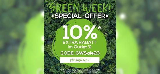Green Week bei doorout: 10% extra auf Outletartikel