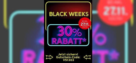 Black Weeks bei vorteilshop: 30% extra sparen