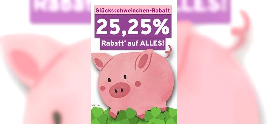 Glücksschweinchen Rabatt bei vorteilshop- 25,25% auf alles