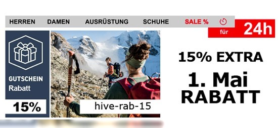 15% extra am 1. Mai bei hive-outdoor