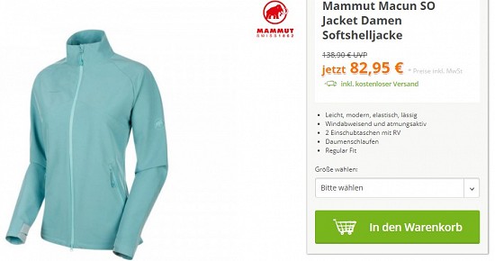 Mammut Macun SO Jacket Damen Softshelljacke 82,95€ - 40% reduziert