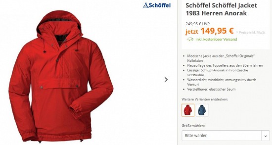 Schöffel Schöffel Jacket 1983 Herren Anorak 149,95€ - 40% günstiger
