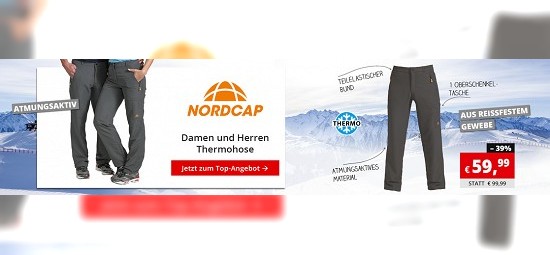 Nordcap Thermohose für Damen und Herren 39% reduziert bei vorteilshop