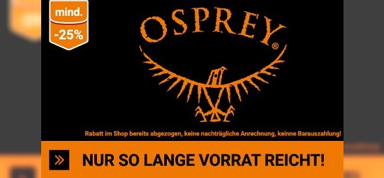 Ausgewählte Artikel von Osprey mindestens 25% reduziert bei outdoortrends