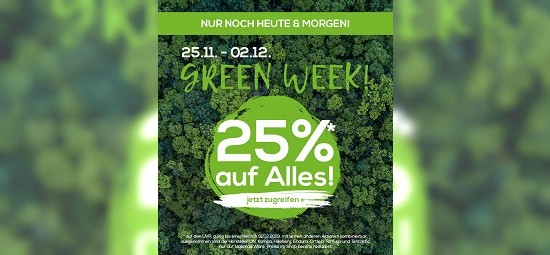 Green Week bei doorout - 25% Rabatt auf alles - nur noch bis morgen