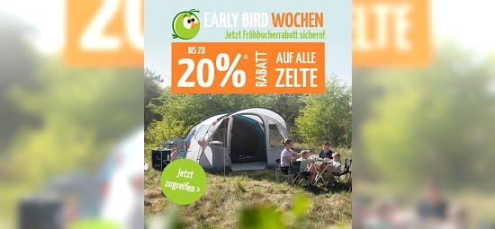 Early Bird-Wochen bei doorout - bis zu 20 % Rabatt auf Zelte